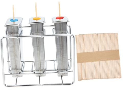 AUTSUPPL Moule à Glace Inox avec Bâtonnets Naturels Moule DIY Support Acier Résistant pour Glace Maison Cadeau