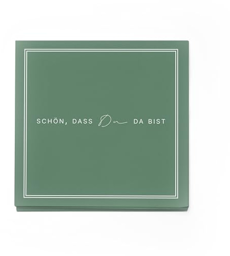 itenga Servietten „Schön, dass du da bist“ – 40 x Papier-Servietten, 3-lagig, 30 x 30 cm– Dekoration für Hochzeit, Geburtstag, Taufe, Kommunion, Konfirmation (salbei grün)