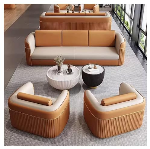 U-formad lädersoffa med soffbord, bekväm mottagning bås soffa med kuddar för hotellobby vänteområde