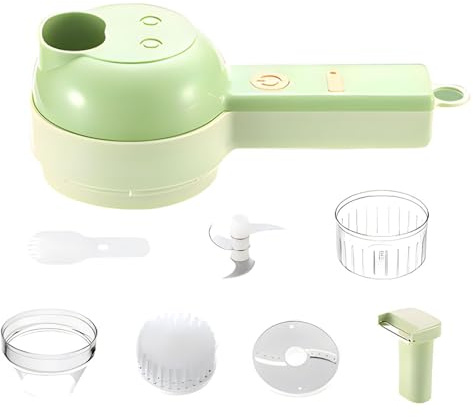 Mini picadora - Procesador de alimentos, rallador de ajo, cortador de verduras eléctrico portátil | Picadora de ajo 4 en 1, picadora de y molinillo de alimentos, cortador de pepino de mano