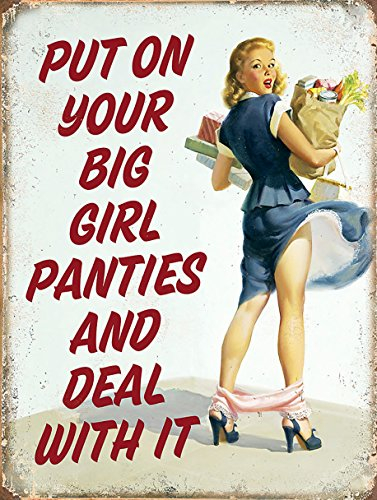 SHAWPRINT PUT ON YOUR BIG GIRL PANTIES STYLE METAL ADVERTISING WALL SIGN RETRO ART (8 x 6) (8 x 6 (200mm x 150mm))