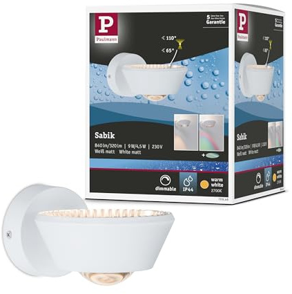 Paulmann 709.46 Deckenleuchte Sabik IP44 LED dimmbar 13W Weiß matt 230V Kunststoff