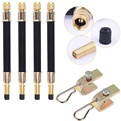 GOLRISEN 4 Stück Ventilverlängerung mit Kappen 190mm Gummi-Verlängerun Extender Adapter Set Reifenventilverlängerung Ventil Extender Verbindungsstück für universelle Autos LKWs Motorräder Fahrräder