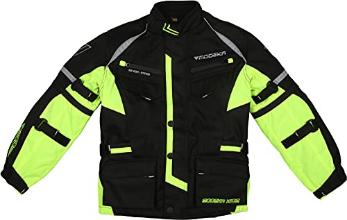 Modeka Tourex II Barn Motorcykel Textil jacka, schwarz/neon, 152