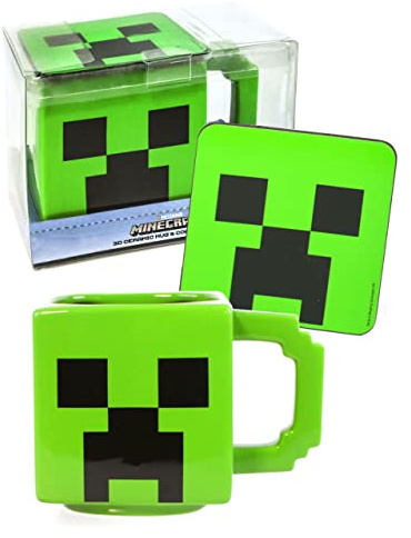 Minecraft Creeper Mug & Coaster Set Christmas Gamer Gifts Adultes Enfants