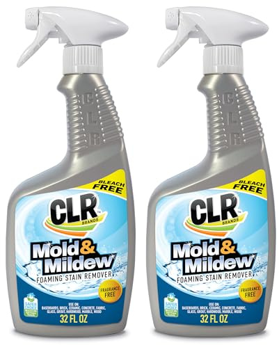 CLR Mold & Mildew Clear, Bleach-Free Stain Remover Spray Works on Fabric, Wood, Fiberglass, Concrete, Brick, Glass, and More - EPA Safer Choice, 32 Fl Oz (Pack of 2)