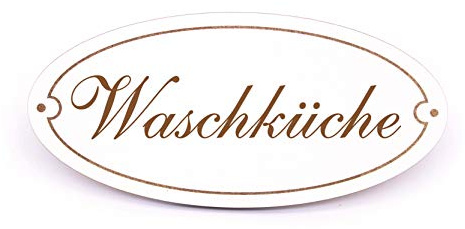 Schild Türschild Oval - Waschküche - selbstklebend graviert Dekoschild 15x7cm