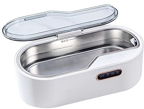 LTLWSH Pulitore Ad Ultrasuoni Portatile, 45kHz 450 ml Pulitore Ultrasuoni Detergente per Gioielli, Lavatrice Ultrasuoni per Occhiali, Orologi, Orecchini, Protesi Dentarie, Monete, Gioielli,Bianca
