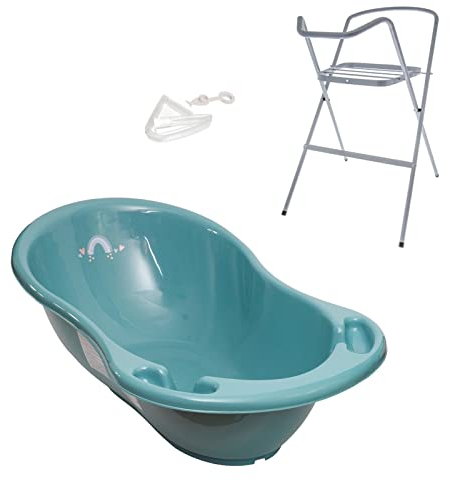 Mon Mobilier Design Baignoire bébé thermomètre Vert viride Météo 86 cm + Pied + Tuyau