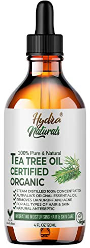 Hydra Naturals Pure Australian Tea Tree Essential Oil 120ml | For Skin, Nail Fungus, Face, Hair, Acne, Piercings, Head Lice | Diffuser Oil for Home, Candle & Soap Making | Vegan Free
