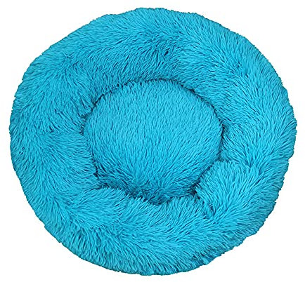 Lukery Hundebett Katzenbett Flauschig Rund aus Plüsch, Kuscheliges Donut Hundekissen und Katzenkissen Weiches Plüsch Hundeliege für Kleine, Mittelgroße und Große Haustiere (70CM,Blau)