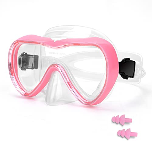 Diving Mask, Anti-Fog Swimming Goggles with Nose Cover, Anti-Leak Silicone Dive Mask for Adult Diving Mask, 180 Degree HD Tempered Glass Swim Mask for Snorkeling Mask with Earplugs, Diving Goggles
