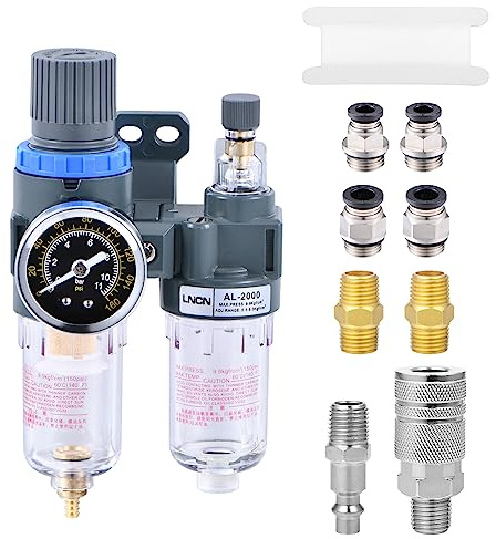 ZHONG AN 1/4 Inch Compressor Air Filter Pressure Regulator Water-oil Trap Separator Filter with Lubricator Cup AFC2000