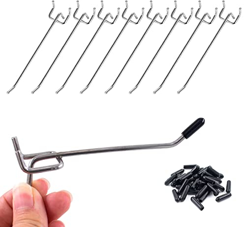 Yoaeyok 20 Pezzi Ganci per Pannelli Forati, 15 cm in Metallo, Triangolari e Singoli per Espositori a Muro e Scaffalature da Negozio, Distanza tra i Fori: 3,2 cm
