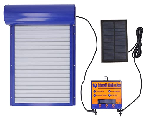 Automatischer Hühnerstall Tür, Aluminiumlegierung Auto Hühnerstall Türöffner Solarbetrieben mit LED Anzeige, Programmierbare Elektrische Hühnerstall Tür mit Timer-Steuerung für Geflügel