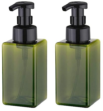 Apstaqeoo Foaming Soap Dispenser, 2Pcs 450ml Hand Soap Dispenser Refillable Foam Soap Liquid Pump Bottles Empty Plastic Shampoo Body Wash Container for Bathroom, Kitchen, Hospital, Clinic (Green)