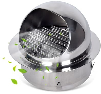 Rejilla Ventilación 100mm Acero Inoxidable Malla Fina Cubierta Redonda | Salida Aire Prueba Lluvia para Baño Cocina Secadora Extractora
