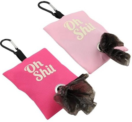 RTRTGS 2 Stück Hundekotbeutelspender, tragbarer Hundekotbeutelhalter für Leine, Hundekotbeutel, Behälter mit Metallclip zum Gehen, Laufen oder Outdoor-Zubehör (Rosa, Rosenrot)