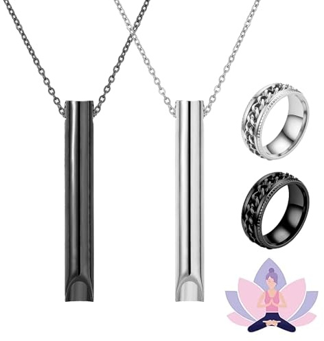 MHDUYEG Collier de Respiration Anti Tabac 2 pièces, Collier pour Soulager le Stress et L'anxiété, Arreter de Fumer (Avec 2 anneaux)