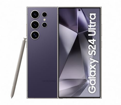 Samsung Galaxy S24 Ultra, AI Android Smartphone, 12GB RAM, 256GB Storage, 200MP Camera, S Pen, Long Battery Life, Titanium Violet, 3 Year Manufacturer Extended Warranty (UK Version)