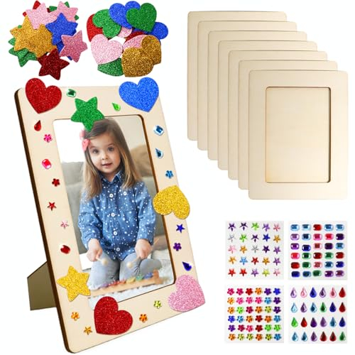 Picture Frame Painting Craft Kit - 8 Packs Wooden DIY Picture Photo Frames Set Unfinished Wood for Crafts Paint Decorate