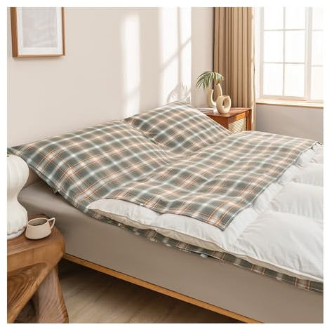 Schlafsack Liner Reißverschluss Einzel Doppel Erwachsene Schlafsack Leicht Tragbar Schlaftuch 100% Baumwolle Reise Camping Bettlaken für Hotels Reisen Wandern Picknicks (Farbe: Karo, Größe: 160 x 210