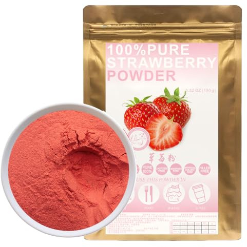 Plant Gift Poudre de Fraise 100g - Poudre de Fruits Lyophilisée Biologique, Sans Sucre, Sans Conservateurs, Parfaite pour Smoothies, Shakes, Céréales, Yaourt, Muffins et Desserts