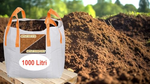 Substrato vegetale compostato + fibra e pellet a base di cocco ecosostenibile senza torba (1000LITRI BIGBAG_COCCOMIX_)
