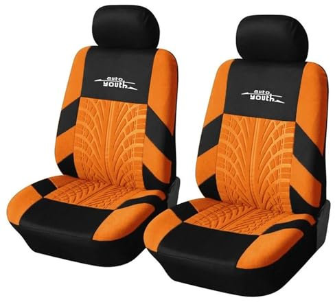TEmkin 2 Stücke Universal Auto Sitzbezug Polyester Stoff Schützen Sitzbezüge Modische Mehrere Farben Dekoration Von Autositzen Seat Protector Protective Covers Interior (Color : Orange 2pcs)
