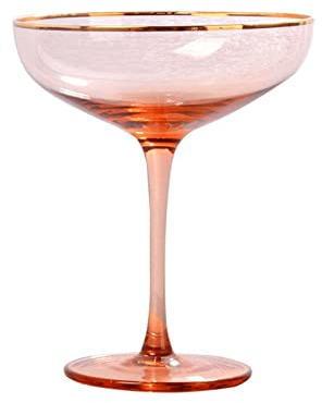TJLVYCNB Calice Bicchiere da vino in cristallo stile Asakuchi Bicchiere da vino in cristallo senza piombo Lamina d'oro rosa Bicchieri da champagne dolce Calice da cocktail Bicchiere da festival