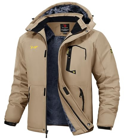 Rdruko Skijacke Herren Wasserdicht Winterjacke Snowboardjacke mit Kapuze | Winddicht Softshelljacke Fleece Warm Gefüttert Verdickt Wanderjacke Atmungsaktiv Outdoorjacke Funktionsjacke