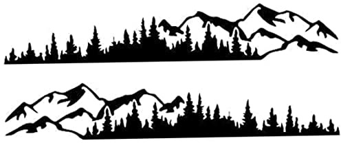Calcomanía Lateral del automóvil 2pcs 74.80 Pulgadas Auto Decorativo DIY Montaña Forest Forest Cars Color sólido Autoadhesivo Autoadhesivo para automóvil para camión RV RACHIVE Negro