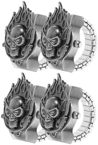 VALICLUD 4stücke Vintage Fingeruhr Aus Elastischem Material Stylische Ringuhr Für Daumen Und Zeigefinger Kreativ Und Langlebig Für Männer Und Frauen Schwarzes Design