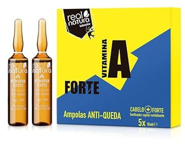 Real Natura - Ampolle Vitamina A - Trattamento riparatore per capelli secchi e danneggiati - 5x10ml - Rinforza e rivitalizza i capelli fragili