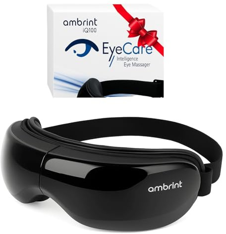 ambrint Augenmassagegerät mit Wärme Bluetooth Smart Off, für Augenentspannung, Migräne Stressabbau, verbessert den Schlaf, tröstet trockene Augen müde geschwollene Augen Geschenk zum Geburtstag Vater