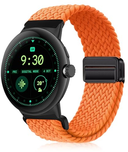 YealRed Armband för Google Pixel Watch 4/3 45 mm, magnetiskt spänne armband, nylon sport armband herr och dam kompatibel med Google Pixel Watch 4/3 45 mm, Orange, Eine Grösse