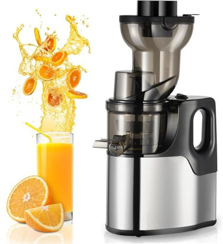 GXLDIANPU 150W Slow Masticating Juicer, Professional Slow Juicer, with 75mm Feed Chute, with Quiet Motor and Reverse Function, Easy To Clean, for Whole Fruit and Vegetable