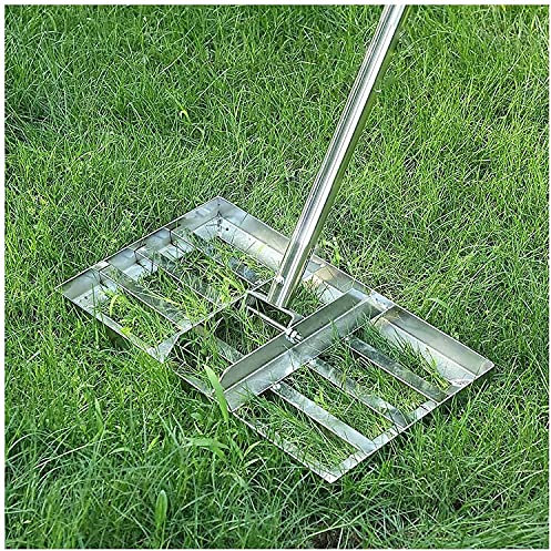 Râteau à gazon, râteau à gazon, râteau à gazon, râteau de nivellement de pelouse, râteau de jardin réglable, manche en acier léger de 47 pouces, adapté pour le jardin, l'arrière-cour, le golf/la pel