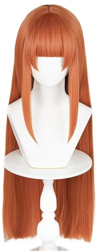 COSPLAZA 80cm/31 inches Orange Lange Glatte Perücke für Damen Cosplay Kostüm Perücke mit flachem Pony