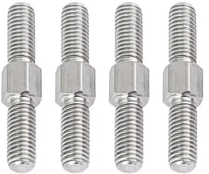 4 pezzi in acciaio inox 304 a testa esagonale con doppia estremità, barra filettata sinistra/destra con doppia estremità filettata bulloni (M6 x 40 mm)