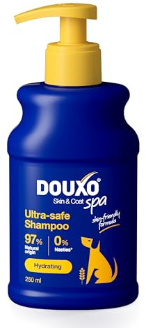 Douxo Spa Oatmeal Dog Shampoo 250 ml, Hypoallergenic and pH Balanced for Sensitive Skin, Deeply Hydrates with Oatmeal Beta-Glucan, 97% Natural Origin Ingredients, Coco Vanilla Fragrance