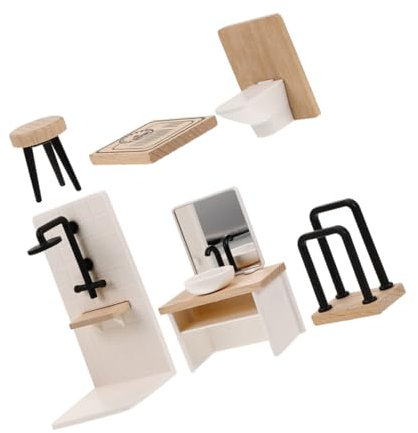 IMIKEYA Miniatur Puppenhausmöbel Set Mit Holz Badewanne Toilette Und Waschmaschine Für Puppe Badezimmer Dekoration Und Schlafzimmer Kommode Accessoires
