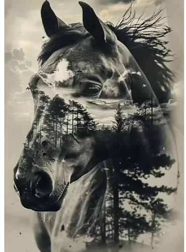Jawecci Pferd Diamond Painting Erwachsene, 5D Diamant Painting Wald Tiere Bilder Erwachsene Anfänger, DIY Diamant Kunst Set Diamant Malerei Kinder für Home Dekor 30x40cm