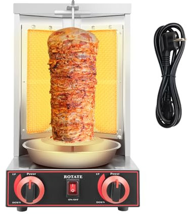 Levkitch Vertikaler Dönergrill 360° drehbar,3000W Gas-Kebab-Grill,Gas Kebab Machine,Vertical Gyrosgrill Grillofen Mit Temperatureinstellschalter