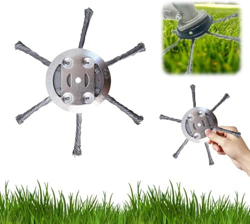 Steel Wire Grass Trimmer Head, 6 Inch Universal Steel Wire Trimmer Head for Weed Eater, Compatible with Most Lawn Mower,Tool-Free Installation (6 Blade)