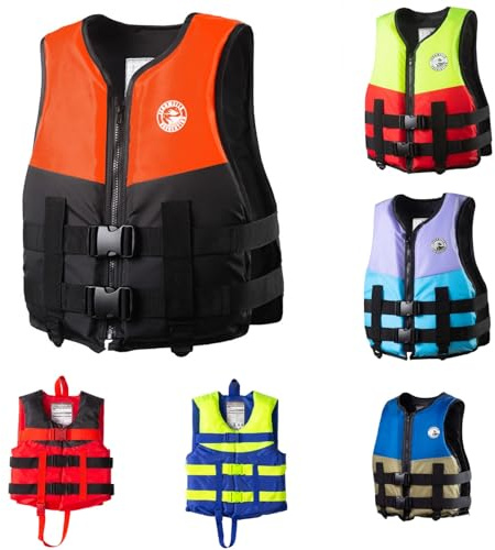 Gilet de Sauvetage Adulte de Flottabilité Réglable Unisexe Réfléchissante Vestes de Natation pour Kayak Bateau Surf Sports Nautiques