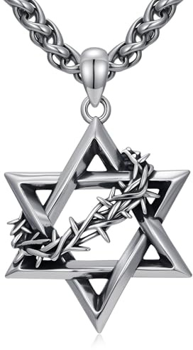 Stern von David Anhänger für Herren, 925er Sterlingsilber, thorn-style jüdischer Megan-Stern-Anhänger, Schmuckstück als Geschenk für Vater, Sohn – zeitloser religiöser Schmuck für besondere Momente