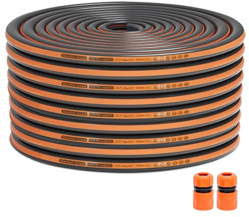 VReder Hose Pipe, 1/2” Heavy Duty Garden Hose, 4-Layered Burst-Proof Reinforced PVC Water Hose with Quick Connect, Kink-Free Flexible Hose for Garden Irrigation Car Washing Watering (30 Metres)