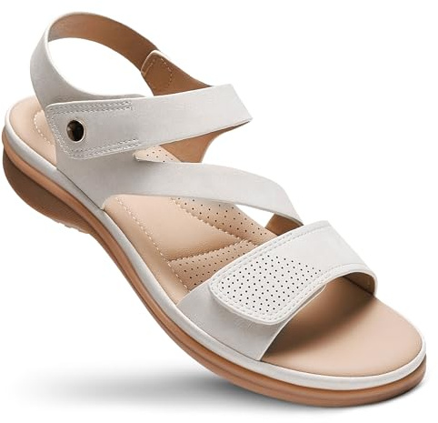 Littleplum Sandales pour Femmes Sandales d'été pour Femmes, Blanc, 37 EU