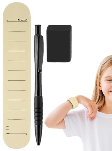 Silikonanteckningsarmband – bärbart armband anteckningsblock med penna och suddgummi | vattentätt silikonarmband för fysisk spårning, daglig organisering shoppinglista